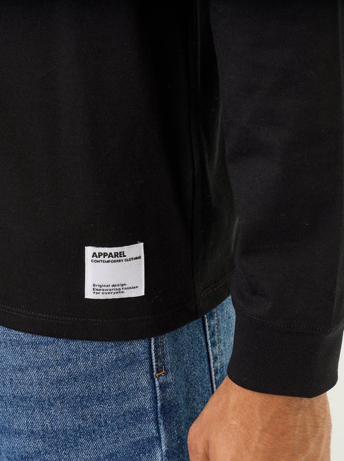 Katoenen T-shirt met lange mouwen en ronde hals - Kiabi