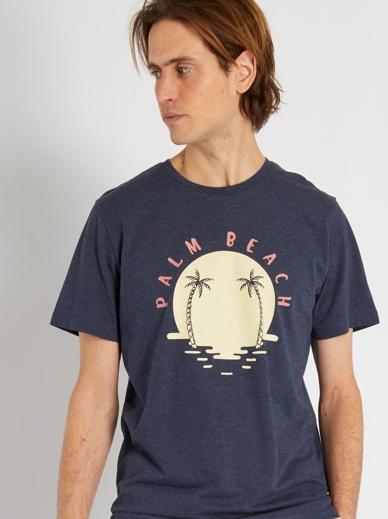 Katoenen T-shirt met opdruk 'Holidaze' BLAUW - Kiabi