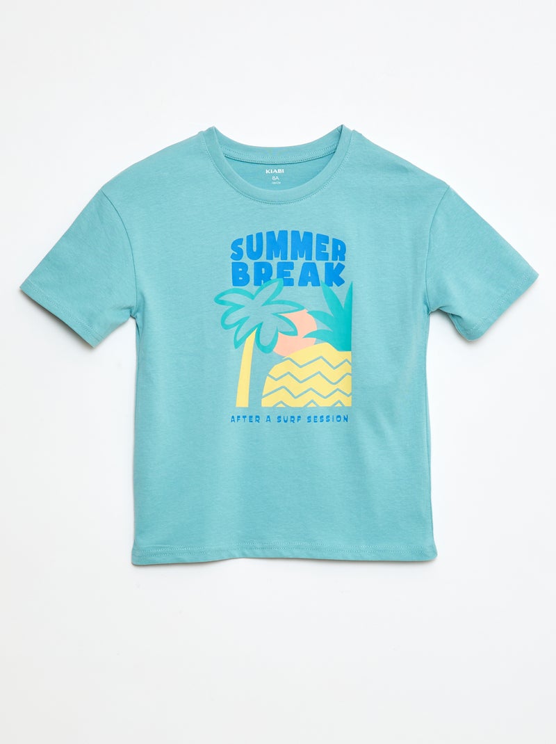 Katoenen T-shirt met print Blauw - Kiabi