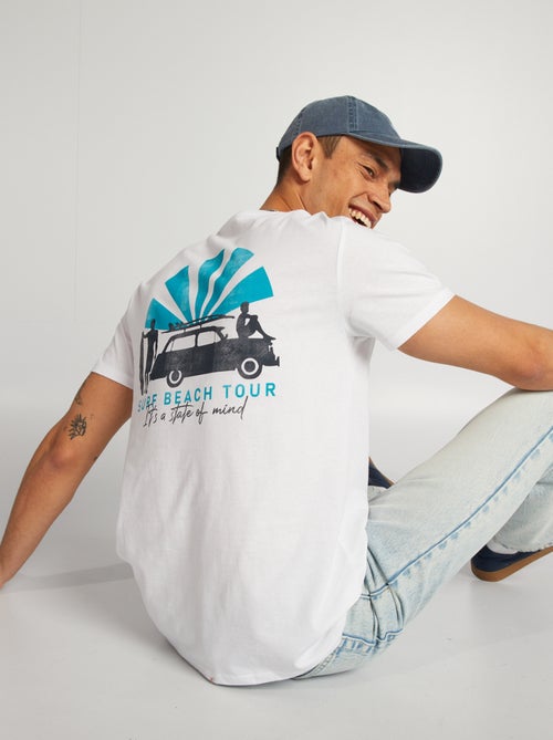 Katoenen T-shirt met print en ronde hals - Kiabi