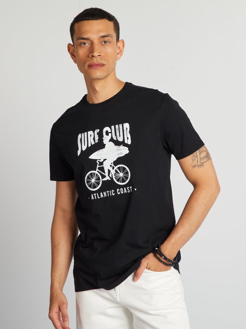 Katoenen T-shirt met print en ronde hals - Kiabi