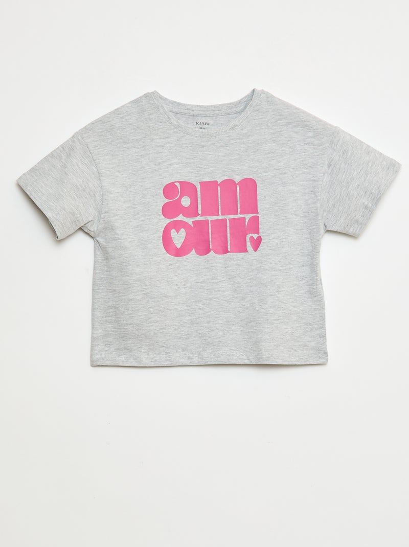 Katoenen T-shirt met print Grijs - Kiabi