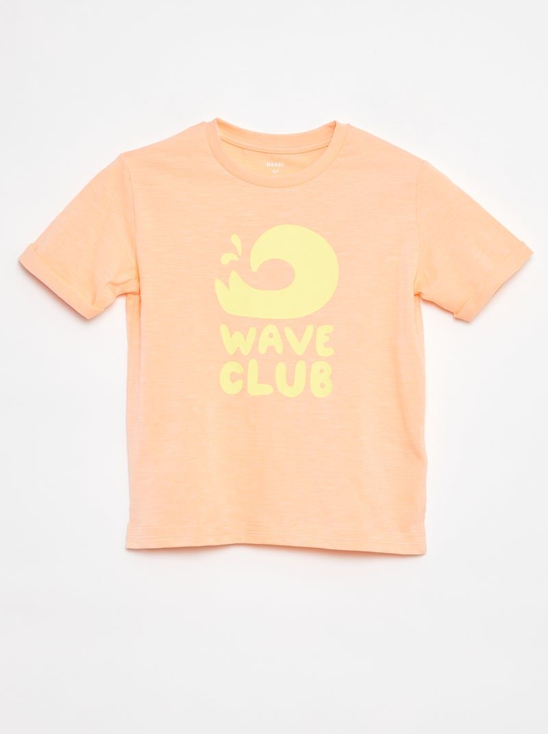 Katoenen T-shirt met print ORANJE - Kiabi