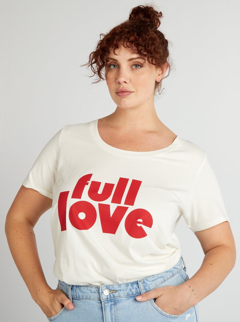 Katoenen T-shirt met print WIT - Kiabi