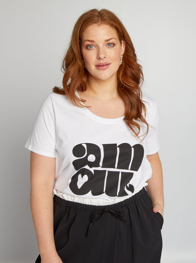 Katoenen T-shirt met print WIT - Kiabi