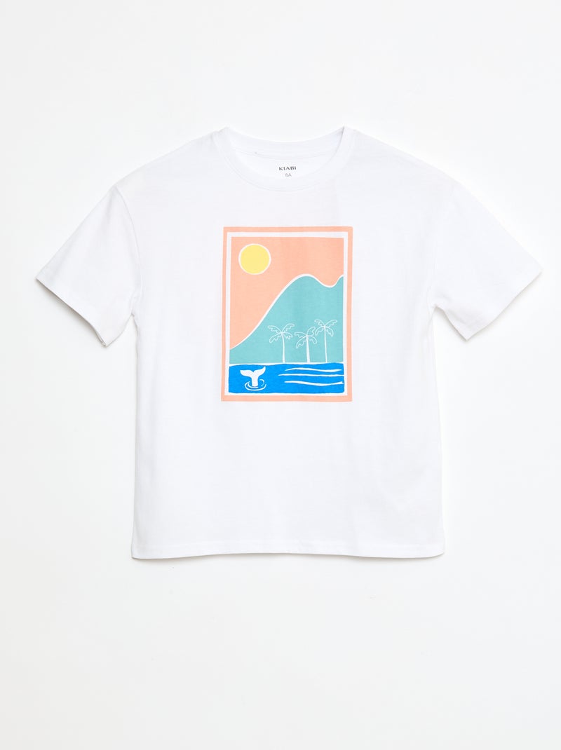 Katoenen T-shirt met print Wit - Kiabi
