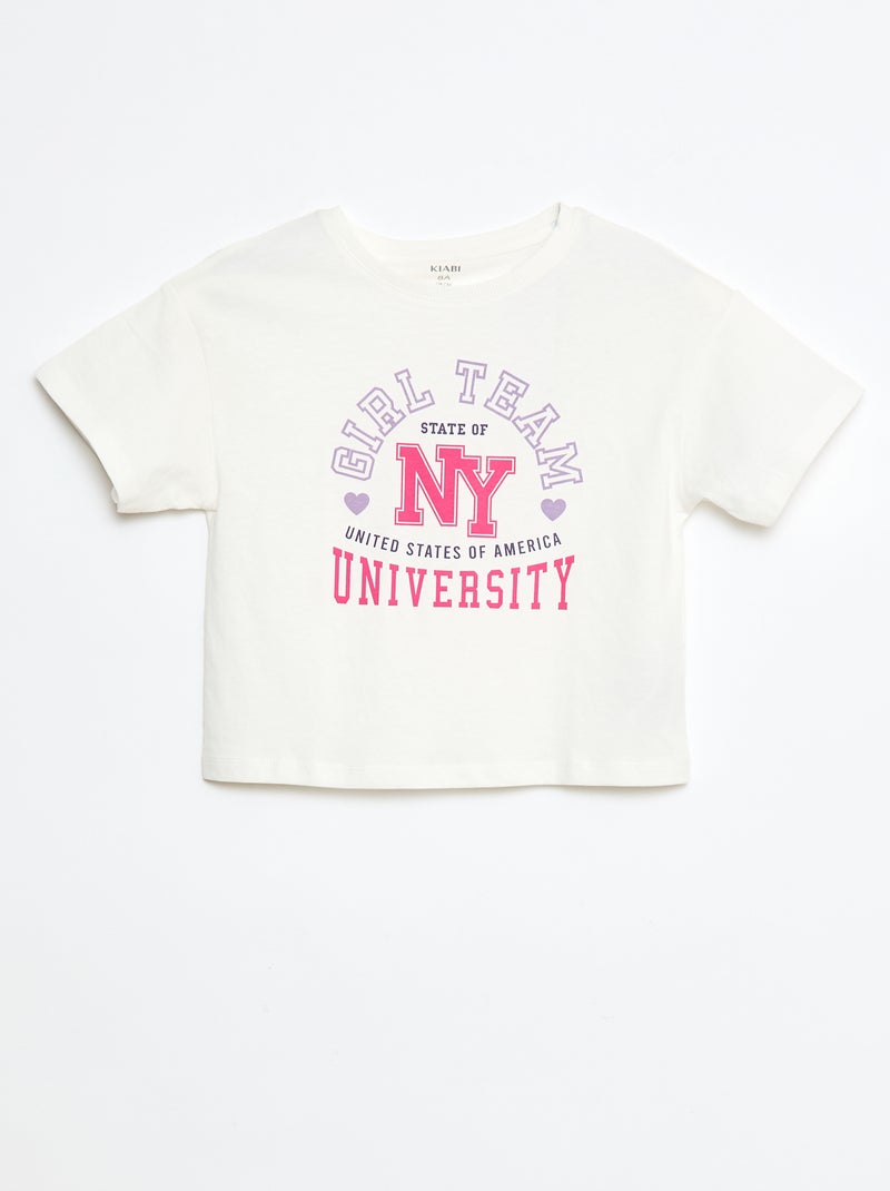 Katoenen T-shirt met print Wit - Kiabi