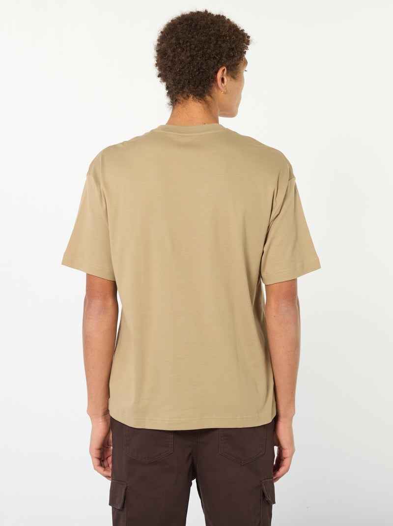 Katoenen T-shirt met ronde hals Biege - Kiabi