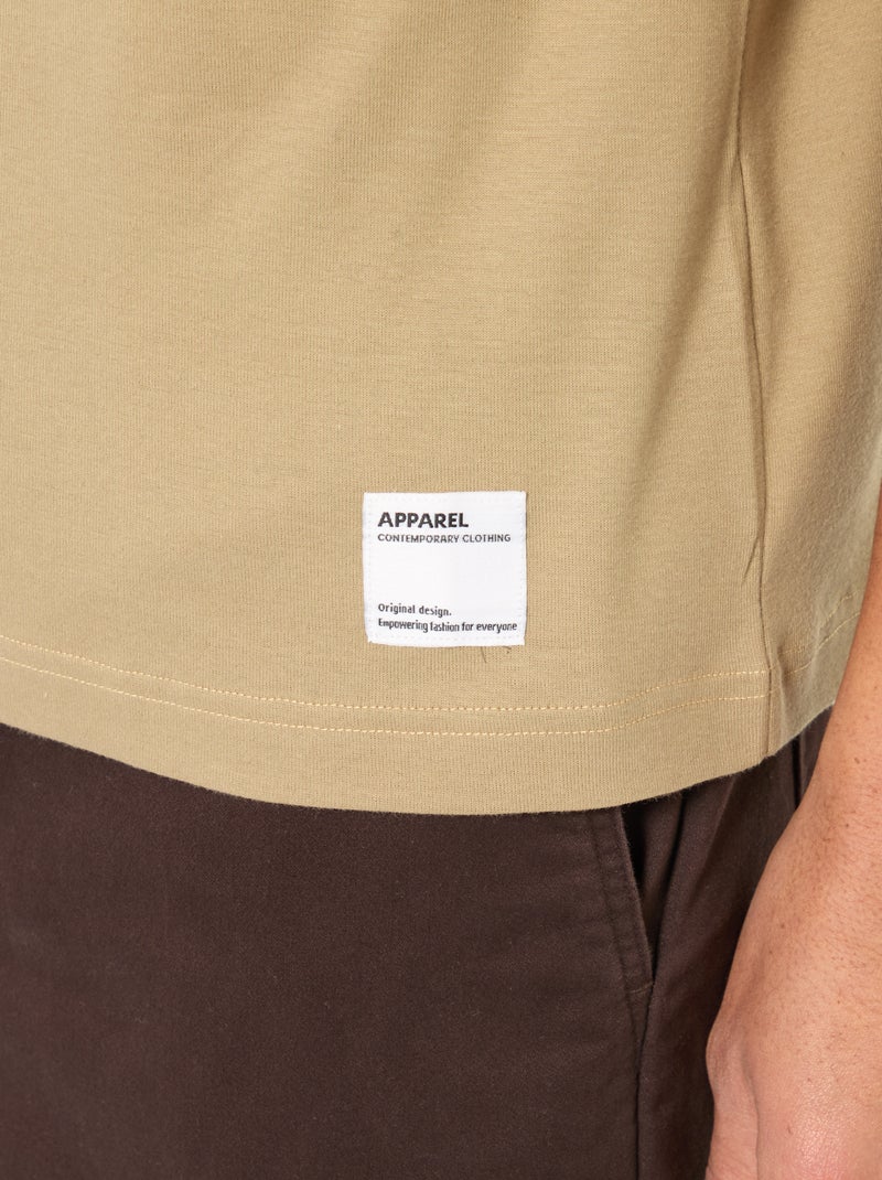 Katoenen T-shirt met ronde hals Biege - Kiabi