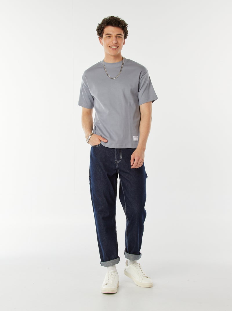 Katoenen T-shirt met ronde hals BLAUW - Kiabi