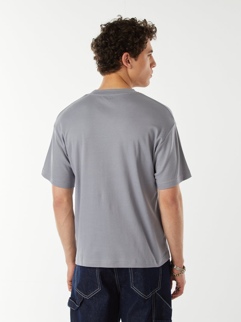 Katoenen T-shirt met ronde hals BLAUW - Kiabi