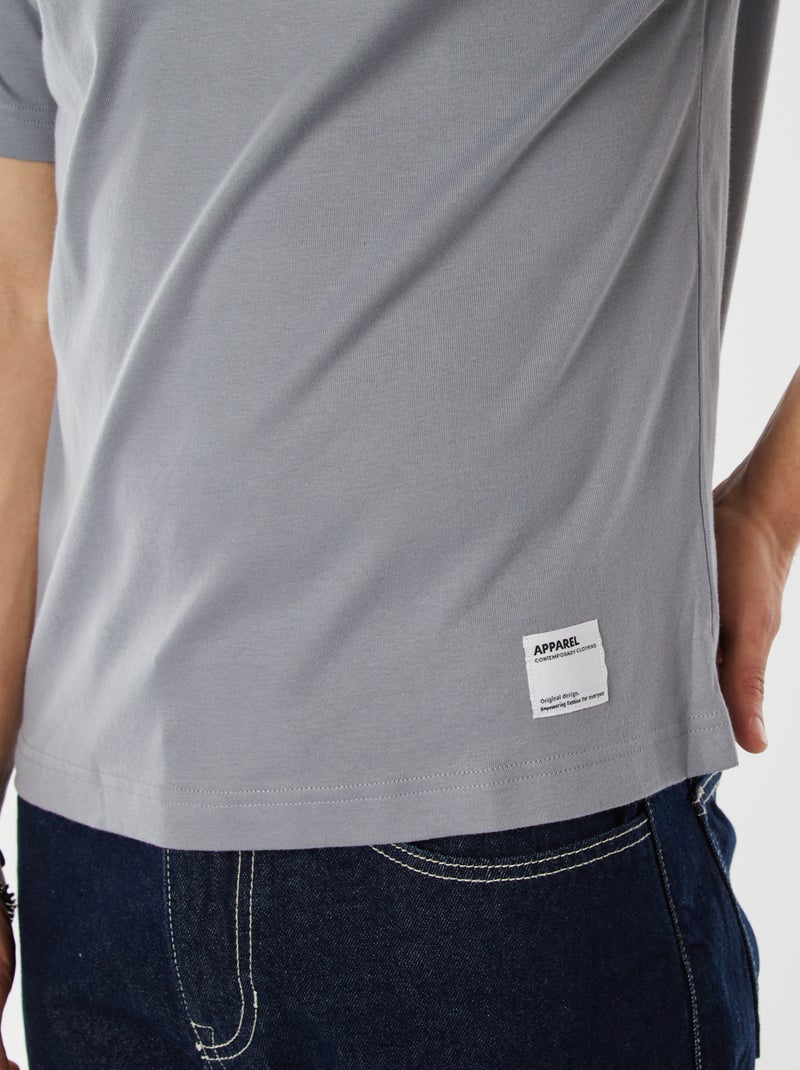 Katoenen T-shirt met ronde hals BLAUW - Kiabi