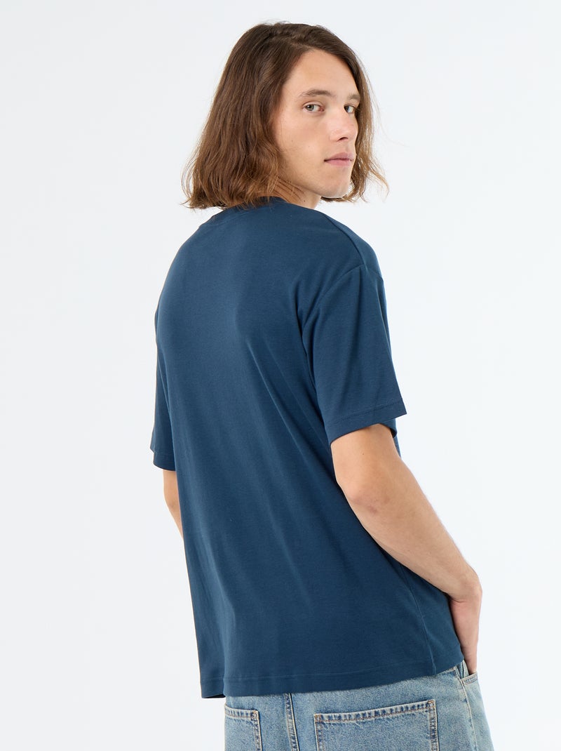 Katoenen T-shirt met ronde hals Blauw - Kiabi
