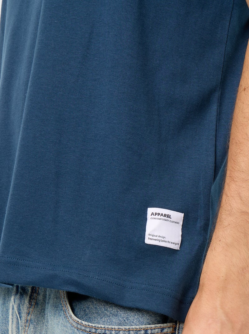 Katoenen T-shirt met ronde hals Blauw - Kiabi