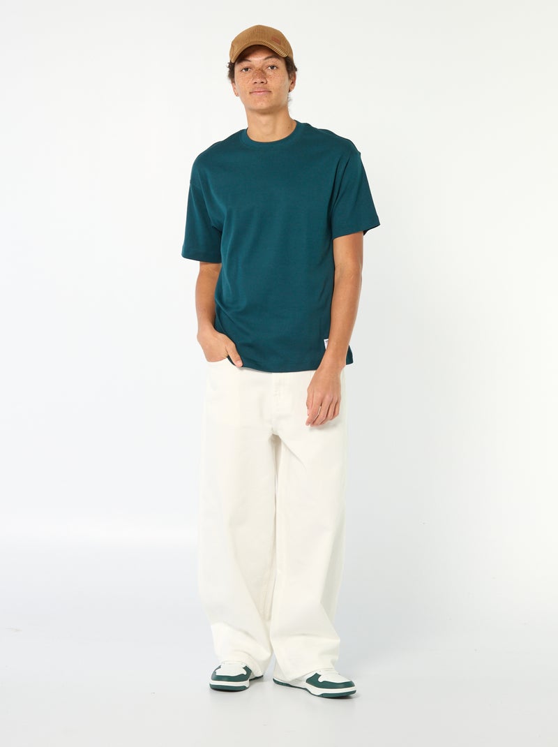 Katoenen T-shirt met ronde hals Blauw - Kiabi