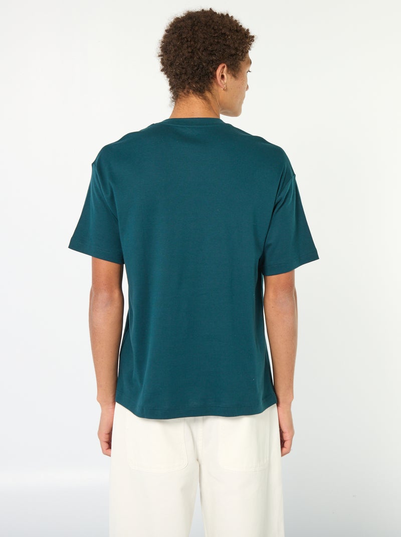 Katoenen T-shirt met ronde hals Blauw - Kiabi