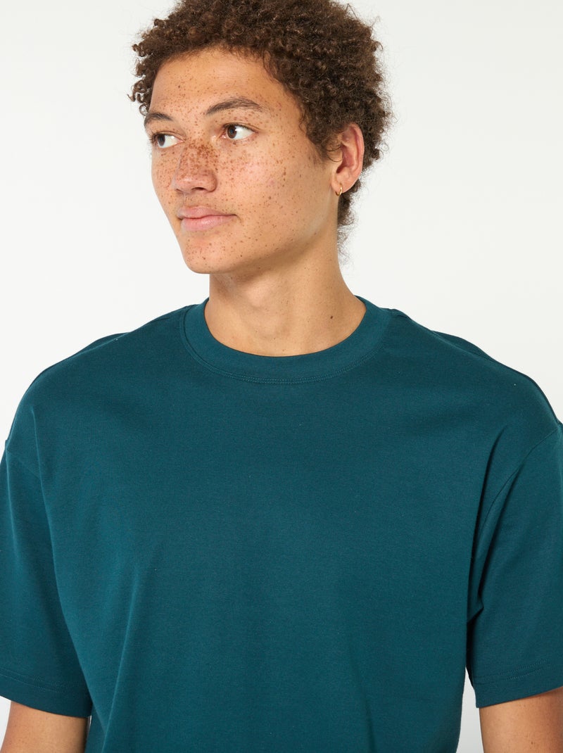 Katoenen T-shirt met ronde hals Blauw - Kiabi
