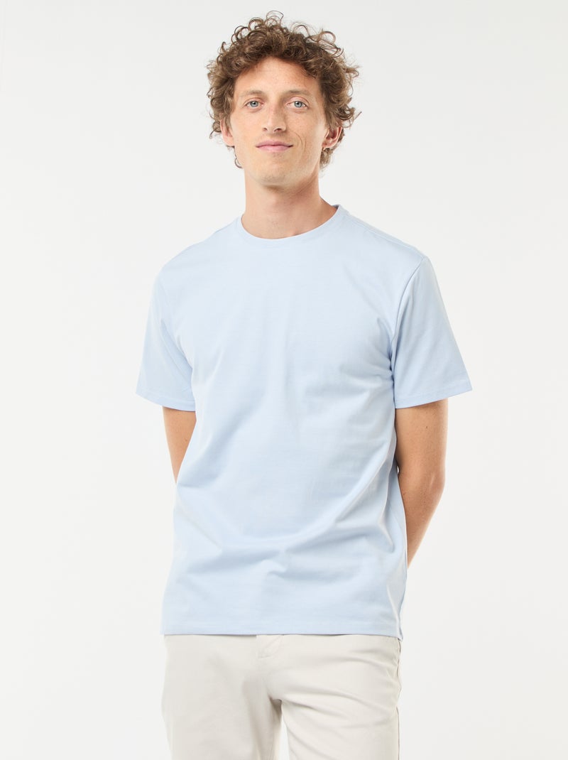 Katoenen T-shirt met ronde hals Blauw - Kiabi