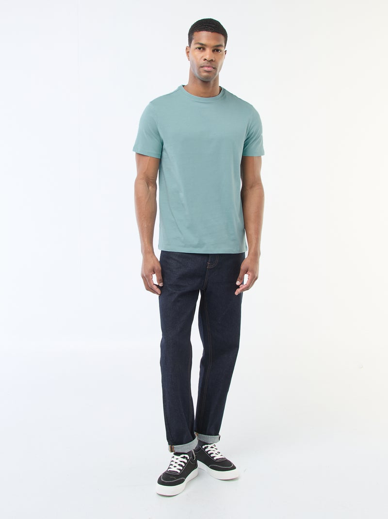 Katoenen T-shirt met ronde hals Blauw - Kiabi