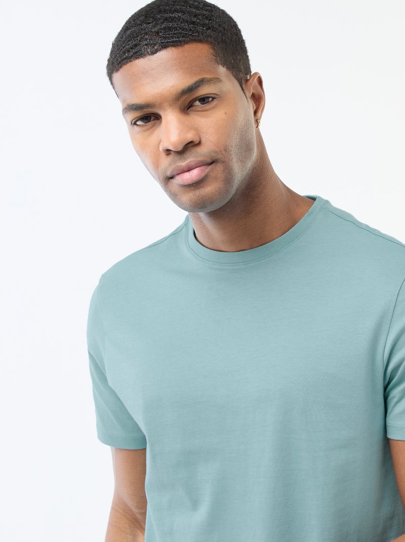 Katoenen T-shirt met ronde hals Blauw - Kiabi