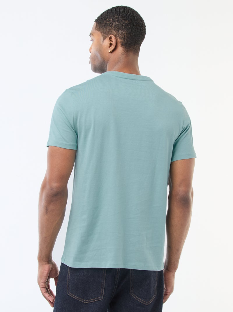 Katoenen T-shirt met ronde hals Blauw - Kiabi