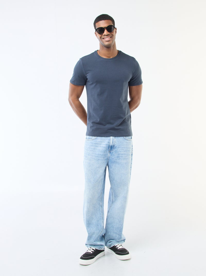 Katoenen T-shirt met ronde hals Blauw - Kiabi