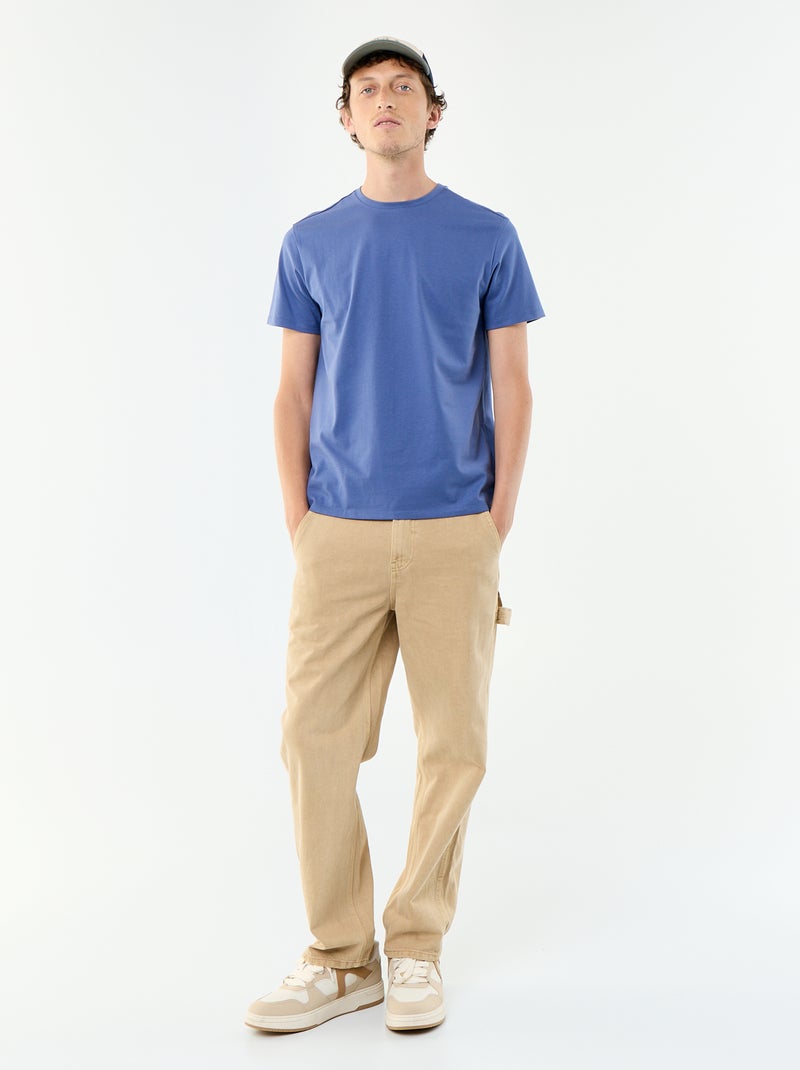 Katoenen T-shirt met ronde hals Blauw - Kiabi