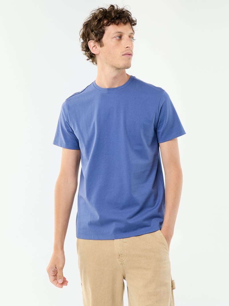 Katoenen T-shirt met ronde hals Blauw - Kiabi