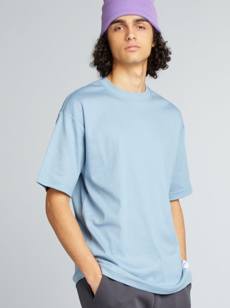 Katoenen T-shirt met ronde hals BLAUW - Kiabi