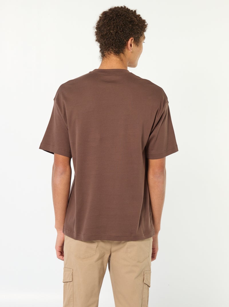 Katoenen T-shirt met ronde hals Bruin - Kiabi