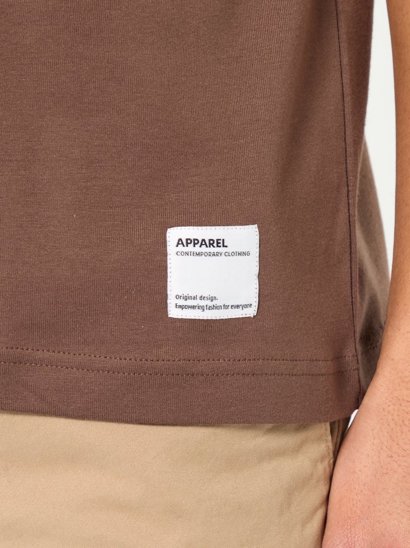 Katoenen T-shirt met ronde hals Bruin - Kiabi
