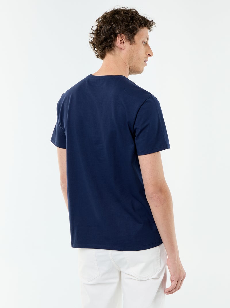 Katoenen T-shirt met ronde hals Donkerblauw - Kiabi