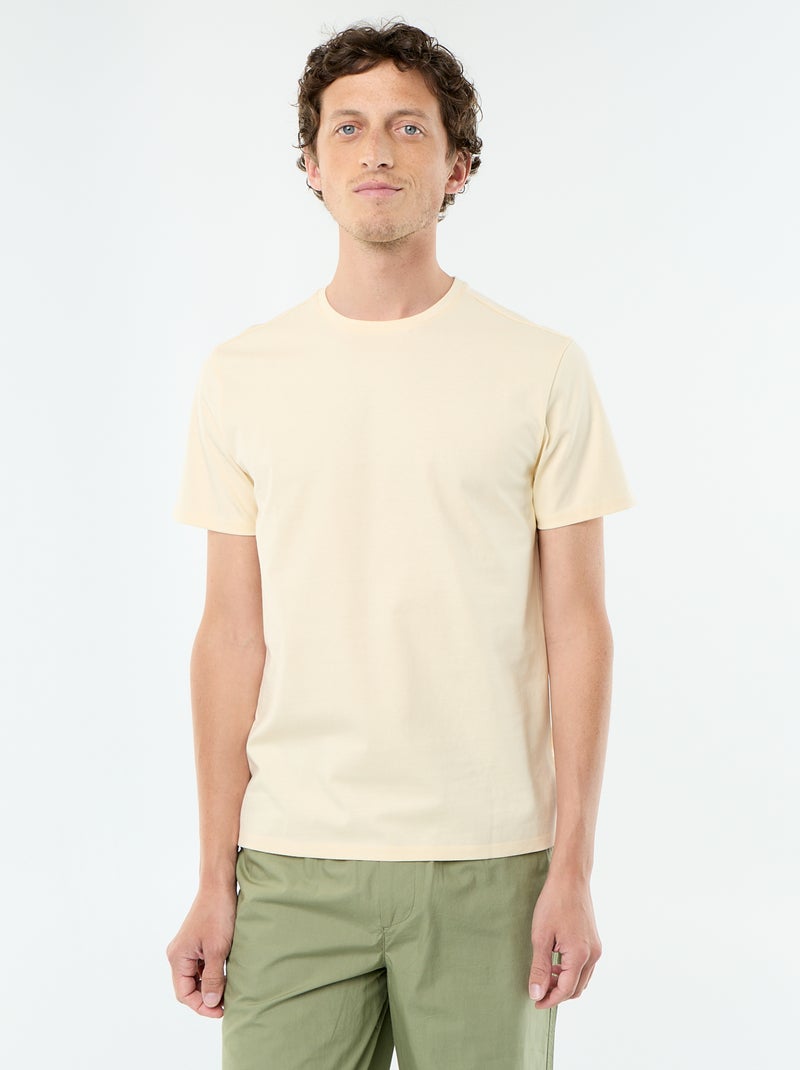 Katoenen T-shirt met ronde hals Geel - Kiabi