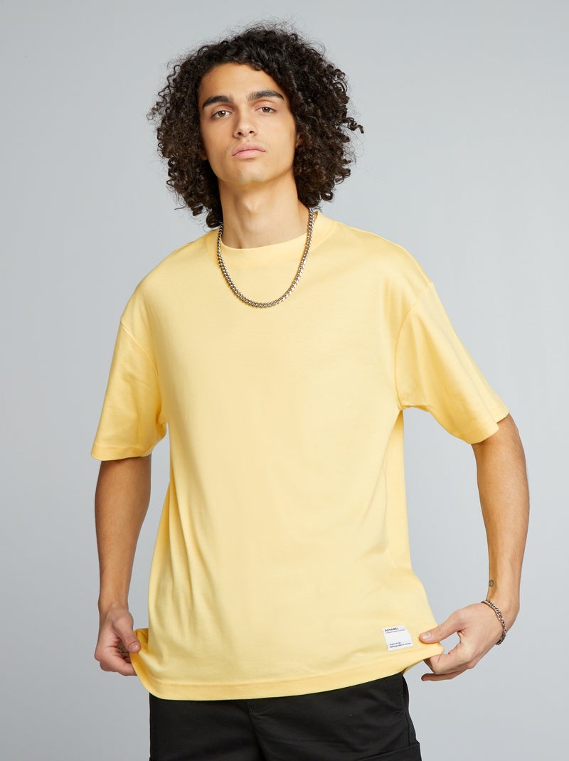 Katoenen T-shirt met ronde hals GEEL - Kiabi