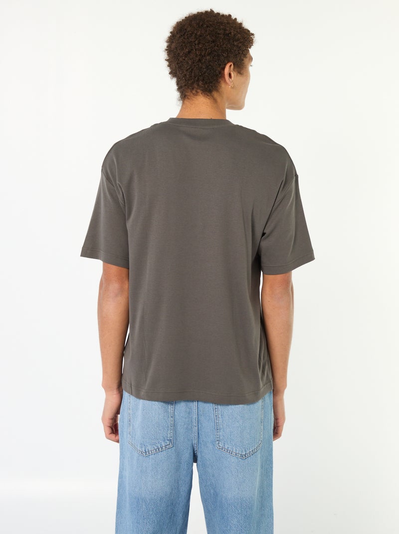 Katoenen T-shirt met ronde hals Grijs - Kiabi