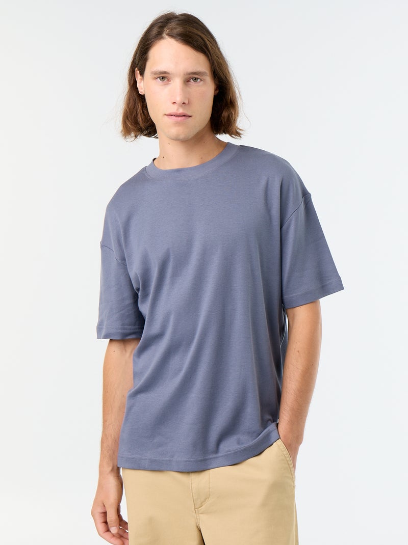 Katoenen T-shirt met ronde hals Grijs - Kiabi