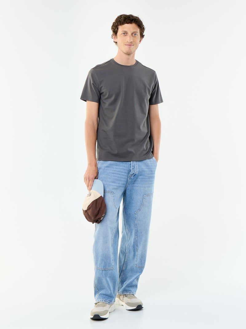 Katoenen T-shirt met ronde hals Grijs - Kiabi