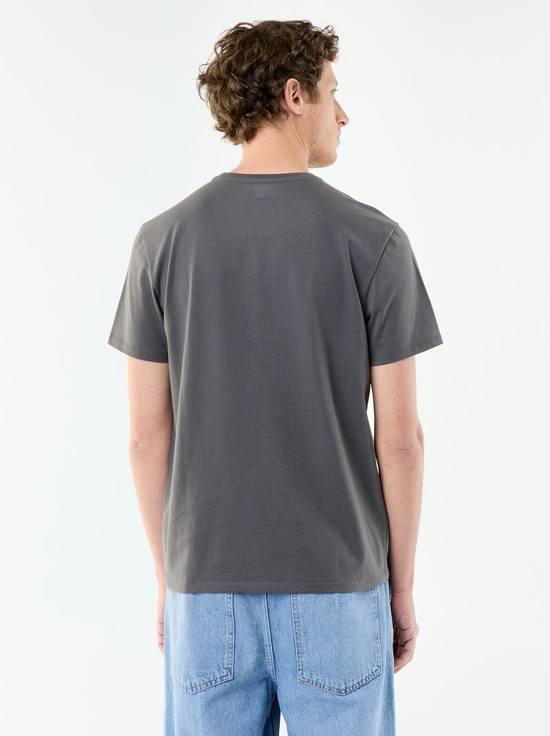 Katoenen T-shirt met ronde hals Grijs - Kiabi