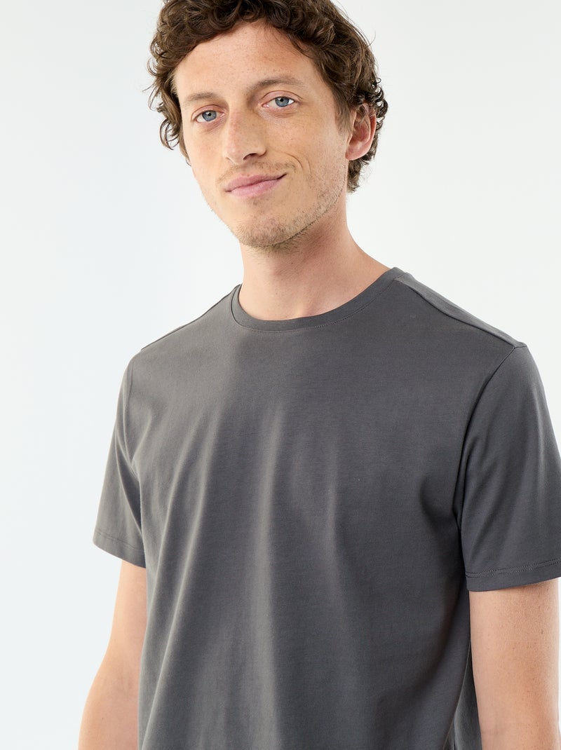 Katoenen T-shirt met ronde hals Grijs - Kiabi