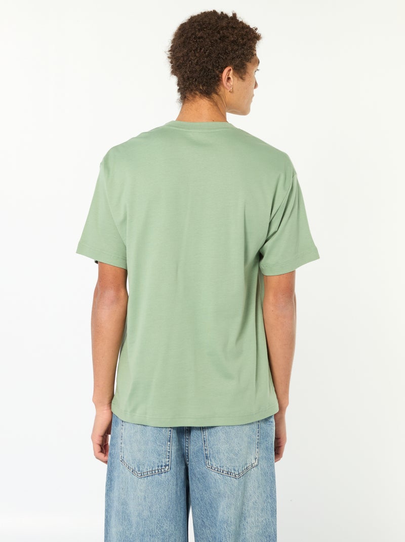 Katoenen T-shirt met ronde hals Groen - Kiabi
