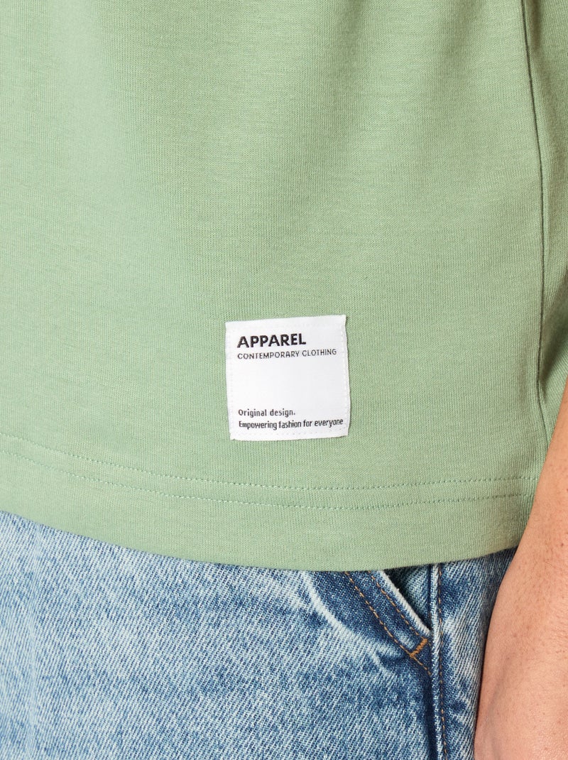 Katoenen T-shirt met ronde hals Groen - Kiabi