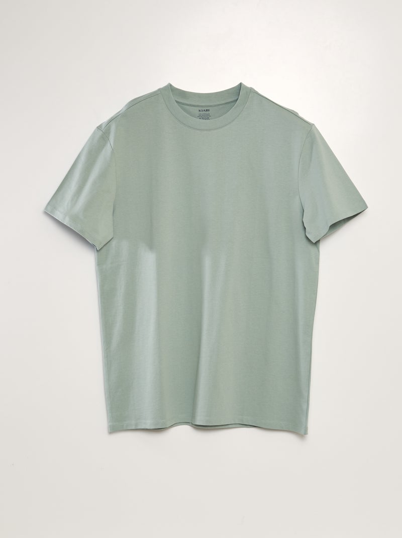 Katoenen T-shirt met ronde hals GROEN - Kiabi