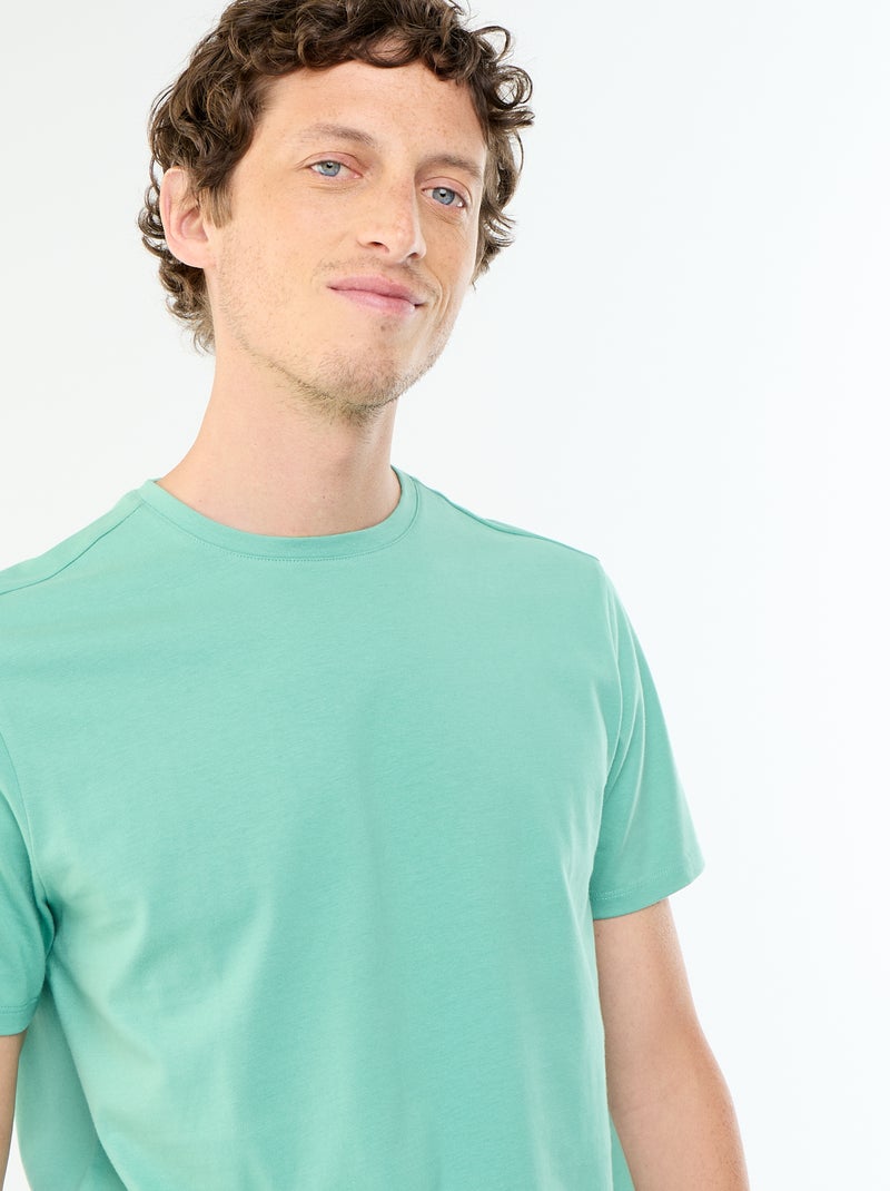 Katoenen T-shirt met ronde hals Groen - Kiabi