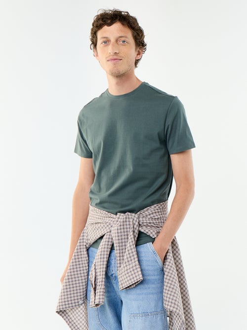 Katoenen T-shirt met ronde hals - Kiabi