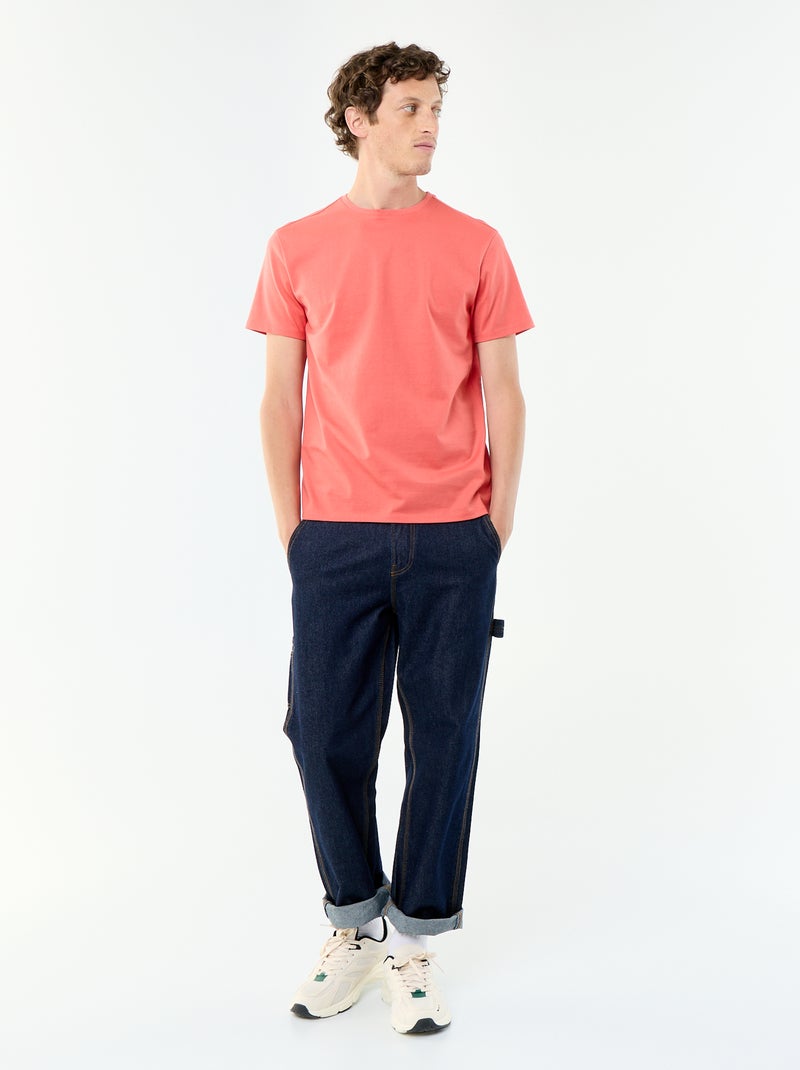 Katoenen T-shirt met ronde hals Oranje - Kiabi
