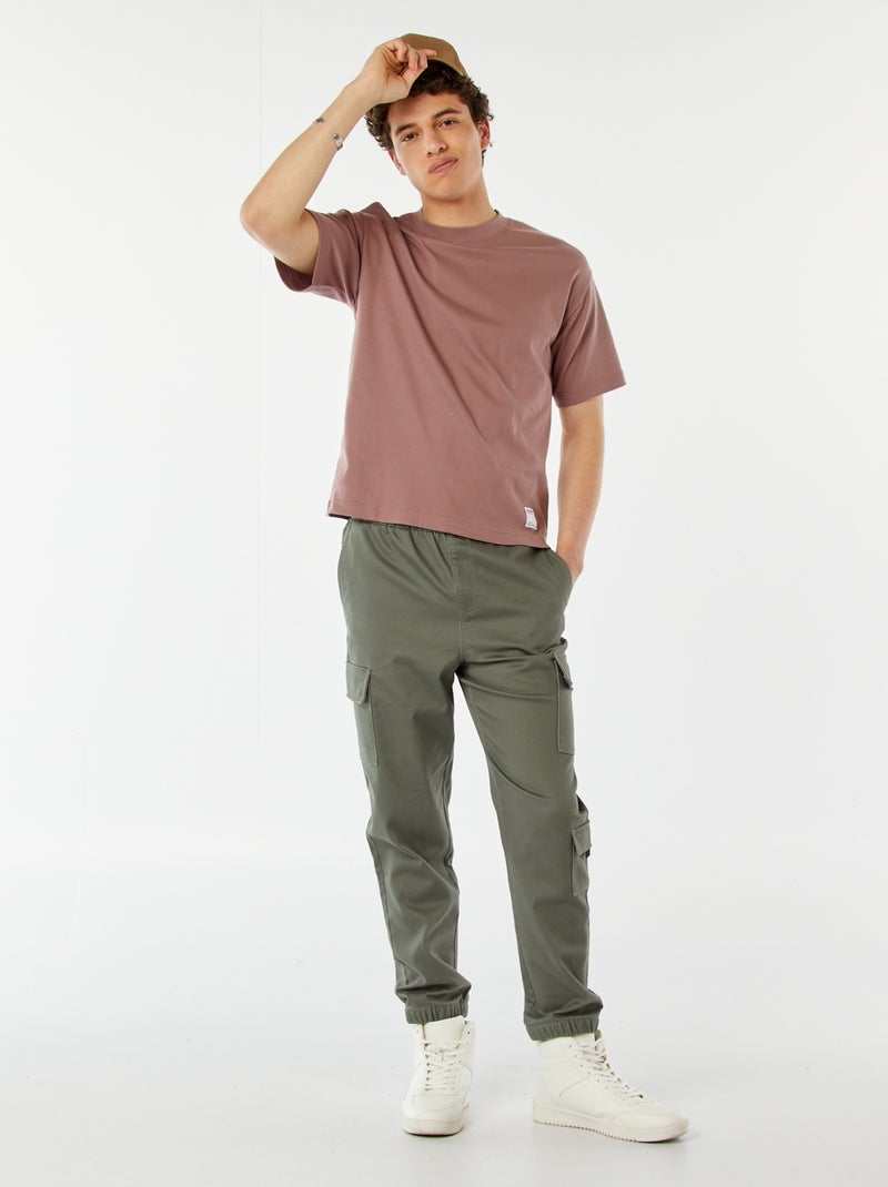 Katoenen T-shirt met ronde hals PAARS - Kiabi