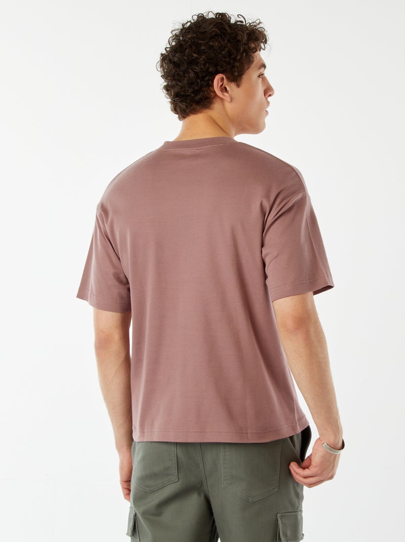 Katoenen T-shirt met ronde hals PAARS - Kiabi