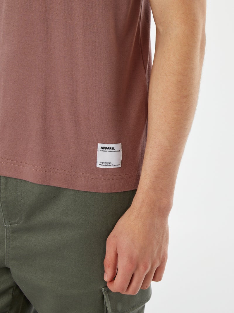 Katoenen T-shirt met ronde hals PAARS - Kiabi