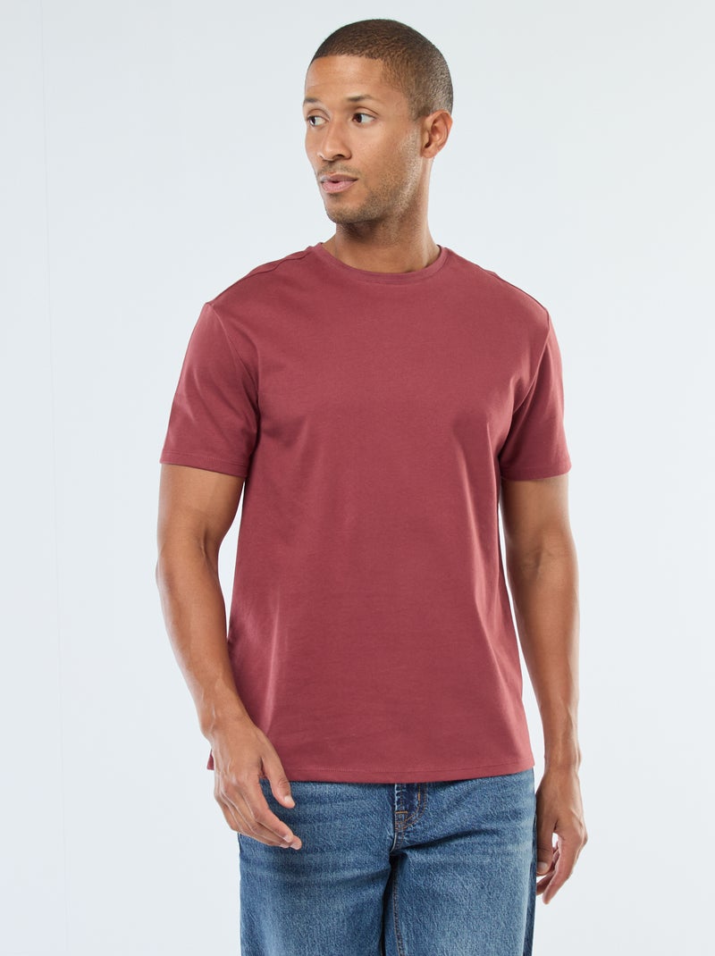 Katoenen T-shirt met ronde hals Rood - Kiabi