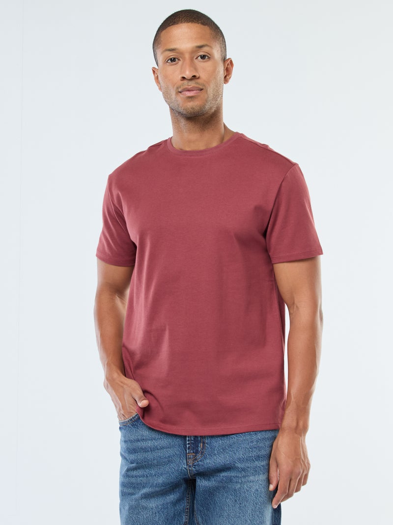Katoenen T-shirt met ronde hals Rood - Kiabi